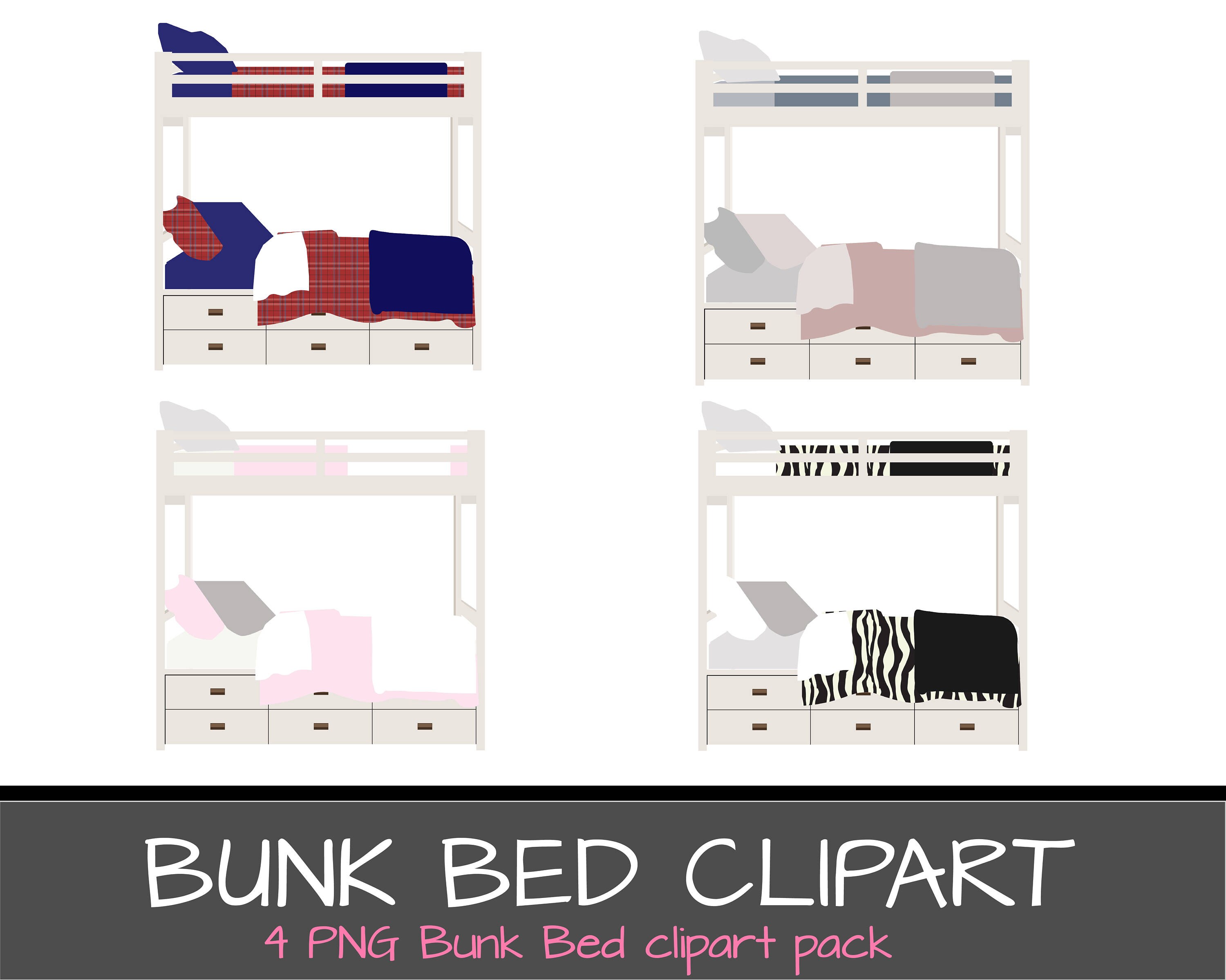 BUNK BED ClipArt Niños Niñas Dormitorio Arte Digital | Etsy