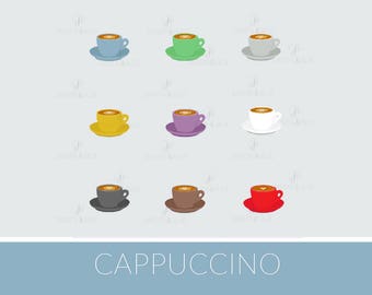 Cappuccino Coffee Clipart, Coffee Lover, Food Clipart, Cup of Coffee, graphic illustration, web graphic images, digital art