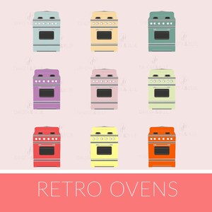 Retro 50&#39;s Oven Clipart, Digital Download Baking Kitchen Chef Food cute stove png Download
