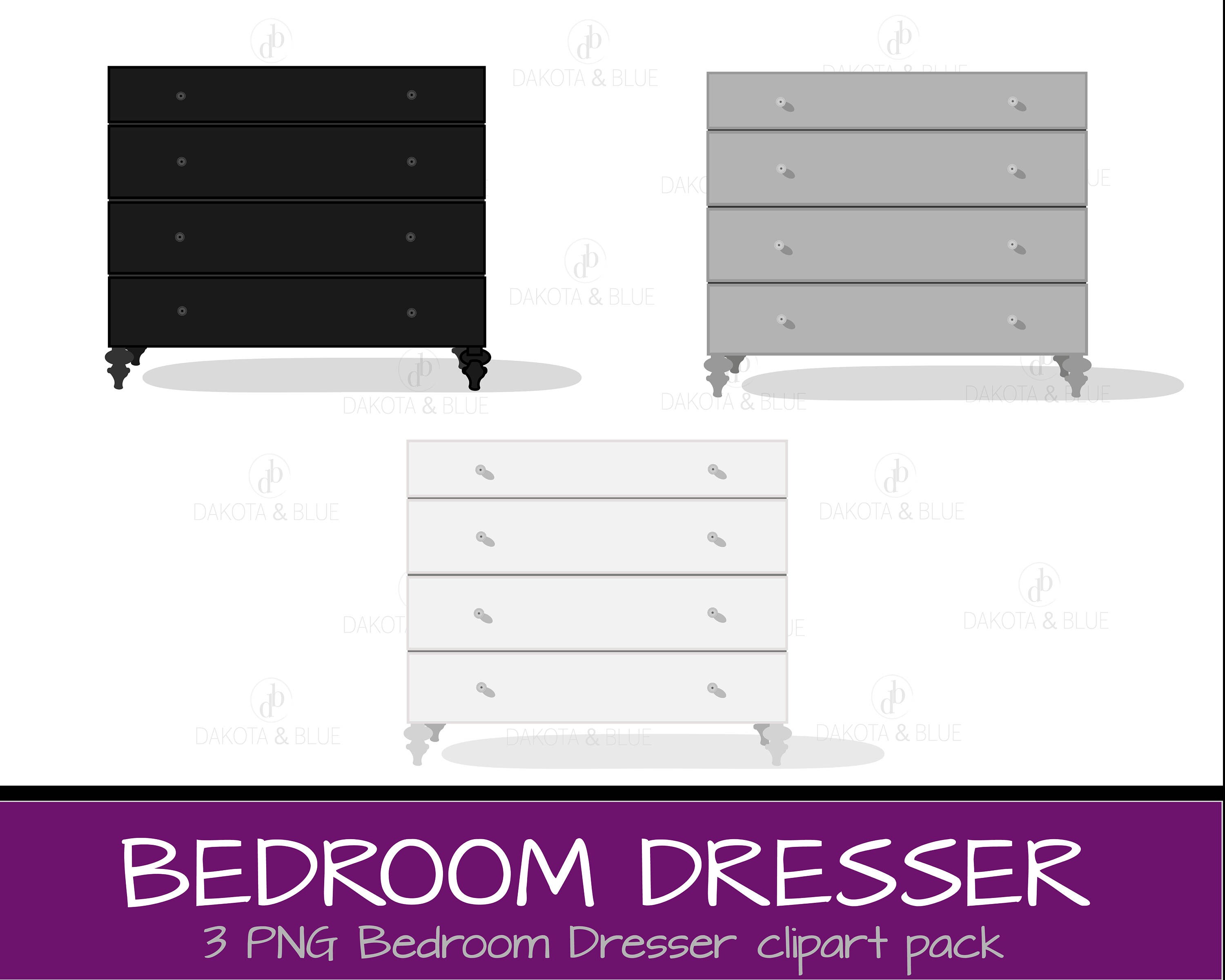 Bedroom Dresser Clipart, Furniture, chest of drawers, closet clothes instant download digital PNG files