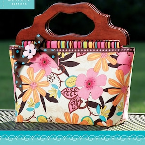 Wood Handled Tote Bag Sewing Pattern - The Preppy Mini-Bag - Digital Download PDF Instructions