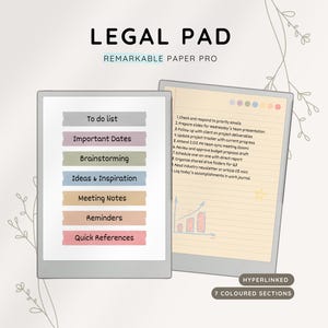 Legal Pad reMarkable Paper Pro, Notepad, Meeting Notes, Business Planner, ReMarkable 2 Template, Daily To Do, Notebook, List Digital