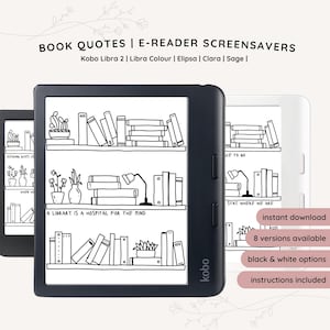 Book Quote Screensavers for Kobo E-Readers, Bookshelf Screensaver, Bookshelf Digital Wallpaper, Lock Screen, Digital Download