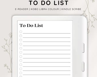 Minimalist To Do List for Kobo Libra Colour, Undated To Do List, Task List, Daily ToDo List, Digital Checklist, Kindle Scribe