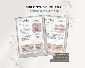 Bible Study Journal reMarkable Paper Pro, Daily Devotional, Chapter Summary, Sermon Notes, Character Study, Bible Verse, Printable Template