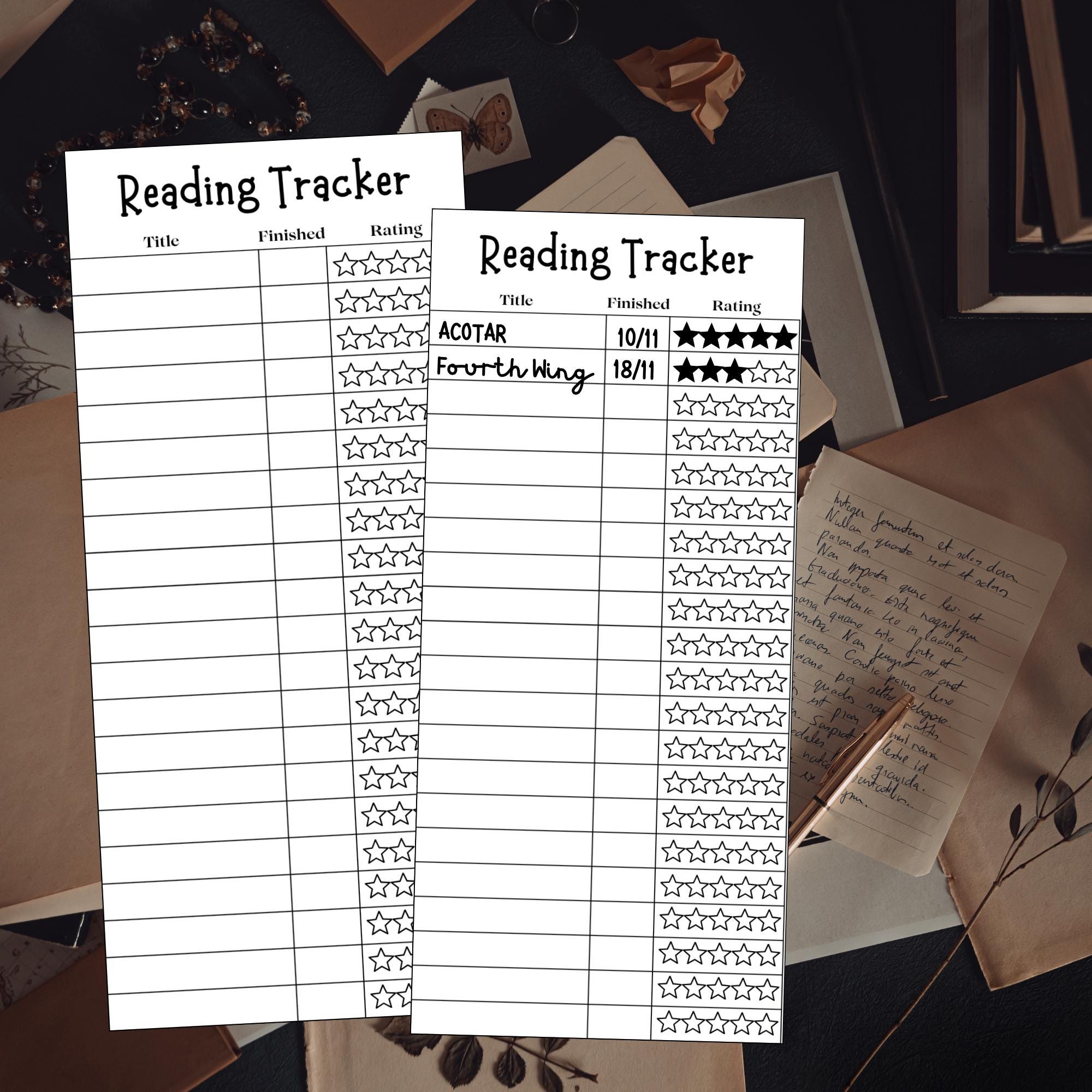 Reading Tracker Bookmark Printable Reading Log Reading List Tbr