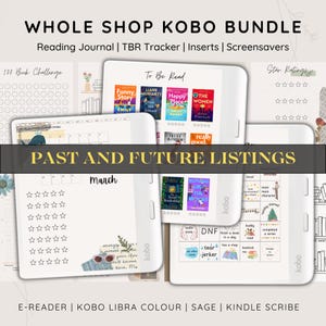 NEGOZIO INTERO Kobo Reading Journal Bundle per Kobo Libra Colour, TBR Tracker, Recensioni di libri, Screensaver Kobo, Inserti Kobo