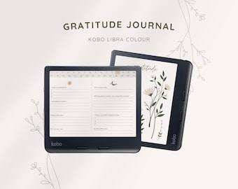 Bloemen digitaal dankbaarheidsdagboek voor Kobo Libra Kleur, Boox, Kindle Scribe, e-readerdagboek, Thankfulness, Daily Journal, Monthly