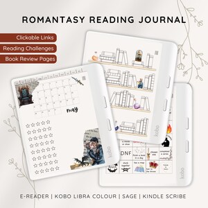 ROMANTASY Reading Journal per Kobo Libra Colour, Agenda di lettura fantasy, Tracker di lettura per e-reader, Scaffale digitale, Tracker TBR