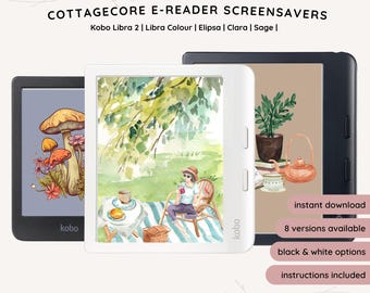 Cozy Cottagecore Screensavers for Kobo E-Readers, Digital Wallpapers, Kobo Libra Colour, Sage, Clara, Elipsa, Lock Screen, Digital Download