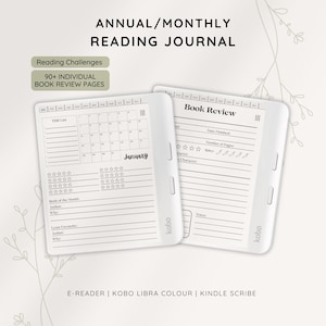 Detailed Reading Journal for Kobo Libra Colour, E-reader Reading Tracker, Book Reviews, Digital Bookshelf, TBR Tracker, Kindle Scribe