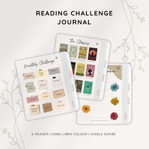 Reading Challenge Journal for Kobo Libra Colour, Kindle, Reading Planner, Reading Tracker, Reading Games, Bookish Activities, Reading Log