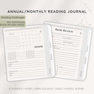 Kobo Reading Journal per Kobo Libra Colour, E-reader Reading Tracker, Recensione dettagliata del libro, Scaffale digitale, TBR Tracker, Kindle Scribe