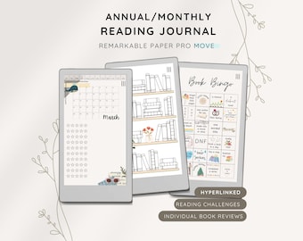Scrapbook Reading Journal for reMarkable Paper Pro Move, Reading Tracker, Digital Bookshelf, TBR Tracker, Reading Planner