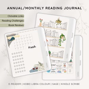Scrapbook Kobo Reading Journal Planner per Kobo Libra Colour, Elipsa, Boox, E-reader Reading Tracker, Digital Bookshelf, TBR Tracker
