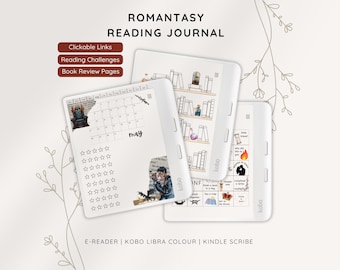 ROMANTASY Lesetagebuch für Kobo Libra Color, Fantasy Lesetagebuch, Planer, E-Reader Tracker, Digitales Bücherregal, TBR Tracker