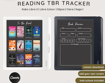 Dark Mode TBR Reading Tracker for Kobo Libra Colour e-readers, Book Reviews, Kobo Libra Color, Elipsa, Boox, Kindle Scribe, Kobo Template