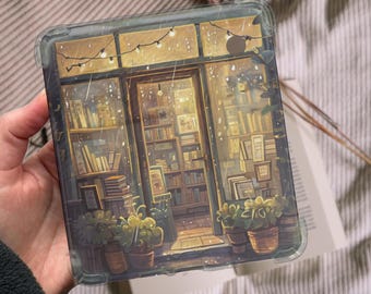 Cozy Bookshop Kobo Insert For Clear Case, Printable, Kobo Libra Colour, Moody Rainy, Kobo Cover, Kobo Stickers