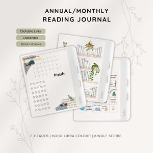 Scrapbook Kobo Reading Journal Planner for Kobo Libra Colour, Book Reviews, E-reader Reading Tracker, Digital Bookshelf, TBR Tracker