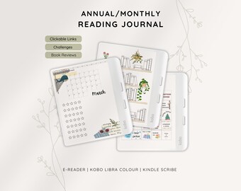 Scrapbook Kobo Reading Journal planner voor Kobo Libra Colour, boekrecensies, e-reader leestracker, digitale boekenplank, TBR-tracker