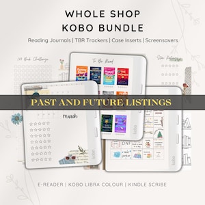 ENTIRE SHOP Kobo Reading Journal Bundle for Kobo Libra Colour, TBR Tracker, Book Reviews, Kobo Screensavers, Kobo Inserts