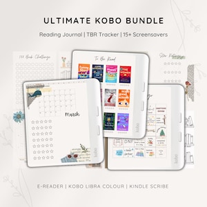 The Ultimate Kobo Reading Journal Bundle for Kobo Libra Colour, TBR Tracker, Book Reviews, Kobo Christmas Screensavers, Digital Bookshelf