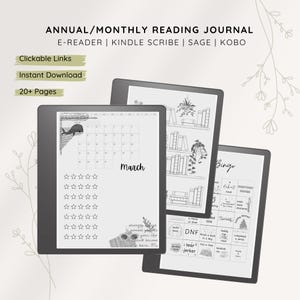 Kindle Scrapbook Reading Journal Planner per Kindle Scribe, E-reader Reading Tracker, Digital Bookshelf, TBR Tracker, Recensione di libri,