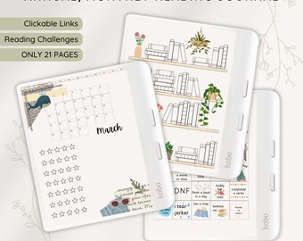 Simple Scrapbook Kobo Reading Journal Planner for Kobo Libra Colour, Elipsa, Boox, E-reader Reading Tracker, Digital Bookshelf, TBR Tracker