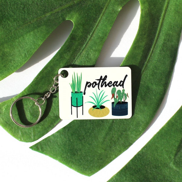 Pothead Plant Keychain - Plant Lover Key Ring - Aluminum Key Tag