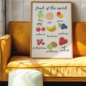 Frucht des Geistes Wandkunst, Früchte des Geistes Druck, christliche Wandkunst, Dopamindekor, christliche Retrokunst, christliches Dekor