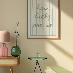 How Lucky Are We print, Sage Green Striped Print, Retro Print, Trendy Preppy Print, Typography Print, Western Art Print, Country Song Lyrics