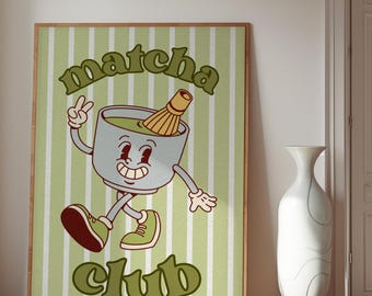 Matcha Wall Art, Matcha Club, Matcha Girl Gifts, Matcha Art, Matcha Print, Espresso Wall Art, Modern Home Decor, Dopamine Decor, 18x24