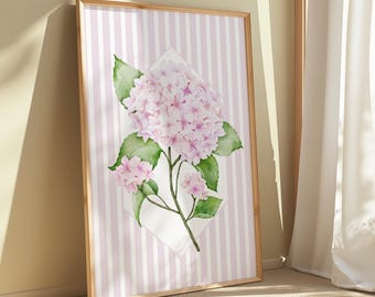 Watercolor Hydrangea Print: Botanical Wall Art, Cottagecore Decor (Digital Download)