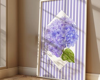 Impresión de hortensias en acuarela: elegante arte floral para pared (descarga digital)