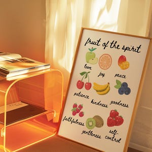 Fruit of the spirit wall art, Fruits of the spirit, Christian Wall Art, dopamine decor, retro christian art, Christian decor, Fruit Poster