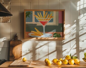 French Fry Cocktail Art Print: Quirky Kitchen Wall Decor (Digital Download)