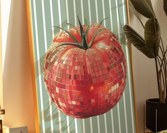 Disko Tomate Kunstdruck: Retro Küche Quirky Wand Dekor