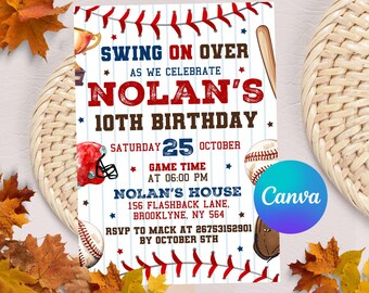 Baseball Birthday Invitation, Baseball Invites, Sports Birthday Invitation, Instant Download, Printable Bday Party Card