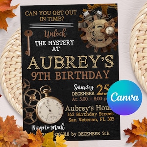 Editable Escape Room Invitation, Mystery Birthday Party Invite, Kids Escape Room Birthday Party, Detective Game Night, Digital Download