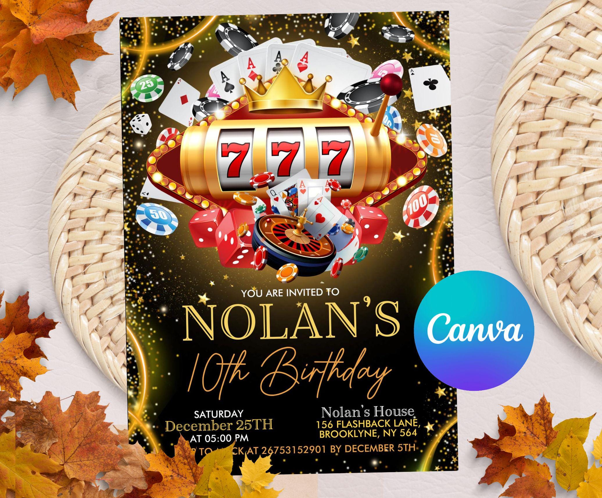 Editable Casino Birthday Invitation, Casino Birthday, Casino Night ...