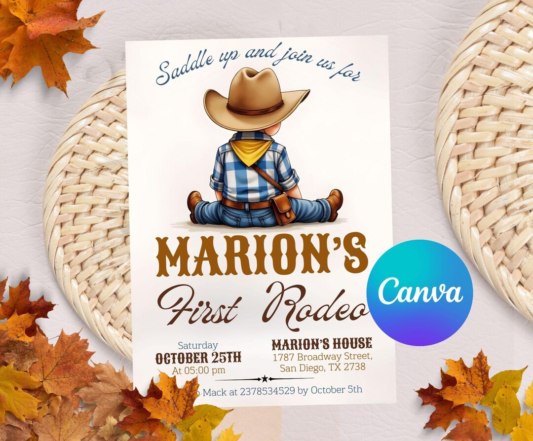 Woody First Rodeo Invite First Rodeo Invitation Template, Wild West Birthday Invite, Boy Cowboy ...