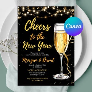 New Year's Eve Party Invitation Template, Editable Gold New Year's Party Invitation, NYE Party Invite Printable, Instant Download, EDITABLE New Years Party Invitation, Cheers To The New Year, Printable 2026 New Years Eve Party Invitation, Cheers to New Year's Party Invitation, Gold Glitter, New Year Cocktails Party, NEY Eve Invite, Black Gold Invite, Cheers To The New Year NYE Party Invitation Template, Printable Confetti New Year's Invite, Editable Champagne Invite, Template Instant Download