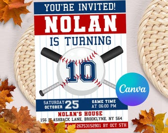 Baseball Birthday Invitation, Baseball Invites, Sports Birthday Invitation, Instant Download, Printable Bday Party Card