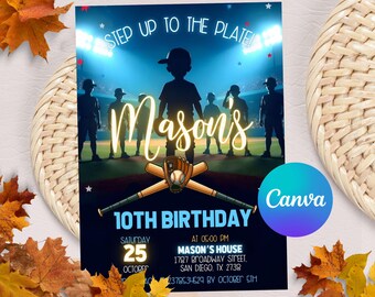 Baseball Birthday Invitation, Baseball Invites, Sports Birthday Invitation, Instant Download, Printable Bday Party Card