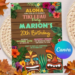 Luau Birthday Invitation, Luau Party Invitation, Luau Invitation, Hawaiian Birthday Invitation, Hawaiian Invitation,Editable Luau Invitation