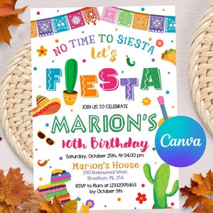 Editable Fiesta Birthday Invitation, Fiesta Invitation, Mexican Theme Invitation, Mexican Papel Birthday Invite, Printable Invitation