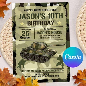 Faire-parts militaires modifiables, faire-part d'anniversaire armée, faire-part d'anniversaire soldat, invitation militaire, modèle d'invitation