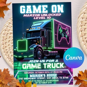 Video Game Birthday Invitation Digital Download, Video Game Truck Birthday Party Invitation Instant Digital Download, Gamer Birthday Invite