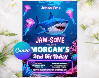 Under the Sea Birthday Invitation, Under the Sea Invite, Ocean Animals Birthday Invite, Boys Birthday Invite, Sea Birthday, Ocean