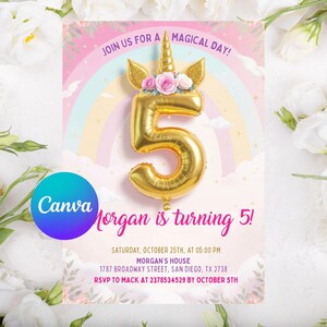 5th unicorn party invite, Editable 5th birthday invitation girl, Fifth birthday invite girl, Magical Party Invite Pastel rainbow invitation,Unicorn Birthday Invitation, 5th Five is a Magical Vibe Magical Party Invite, Girl Pastel Birthday Template,5th Unicorn Party Invitation, Editable 5th Birthday Invite, Girl Fifth Birthday Invitatio,n Girl Magical Pastel Rainbow Party Invitation